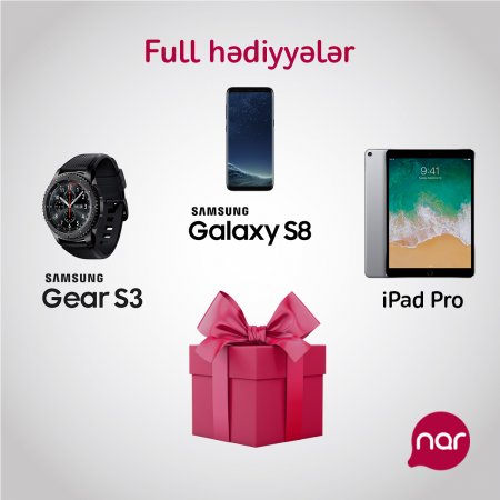“Full” paketinə qoşul, “Nar”-dan “Samsung Galaxy S8” və ya “Ipad Pro” qazan!